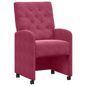 vidaXL Jedilni stoli s kolesi 2 kos Žamet vinsko rdeča 58 x 67 x 97 cm
