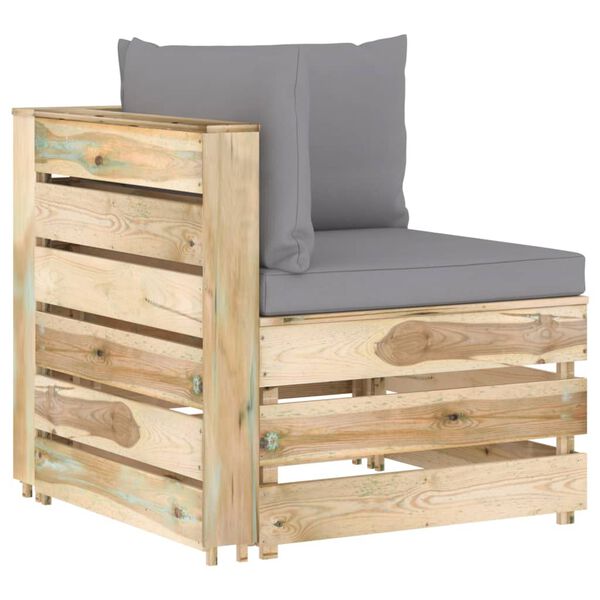 vidaXL Vrtna sedežna garnitura 10-delna z blazinami impregniran les