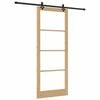 vidaXL Drsna vrata Naravna 93 x 232 cm Trden borov les in steklo