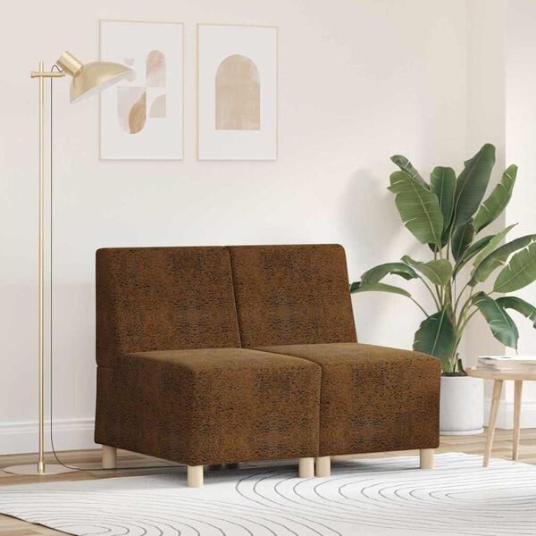 vidaXL Modularna sofa enota brez naslonov 2 pcs Rjava 55 x 74 x 82 cm