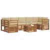 vidaXL Zunanja garnitura za sedenje z blazino 8 pcs Naravna in bež