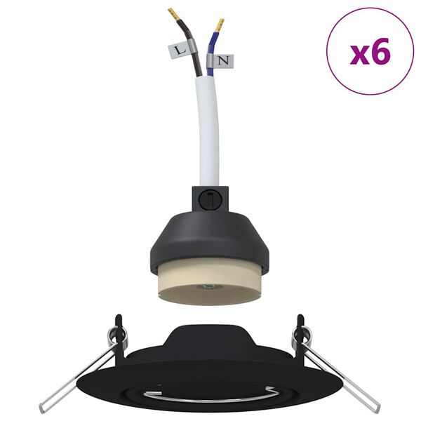 vidaXL Reflektori s središči 6 pcs Črna 9 x 9 cm Kovina