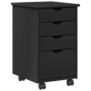 vidaXL Gležnji kabinet s kolesom Črna 34 x 39 x 56 cm Masivna borovina