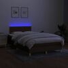 vidaXL Box spring postelja z vzmetnico LED tem. rjava 120x200 cm blago