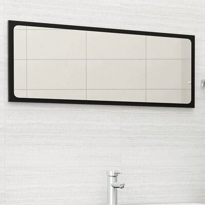 vidaXL Kopalniško ogledalo črno 100x1,5x37 cm iverna plošča