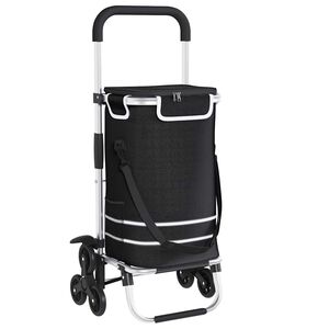 vidaXL Nakupovalni voziček Črna 47 x 39 x 100,5 cm Oxford tkanina