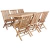 vidaXL Set vrtn furniture 7 kos Naravna Trden tikov les