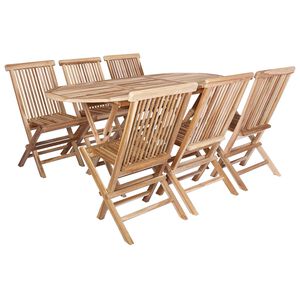 vidaXL Set vrtn furniture 7 kos Naravna Trden tikov les
