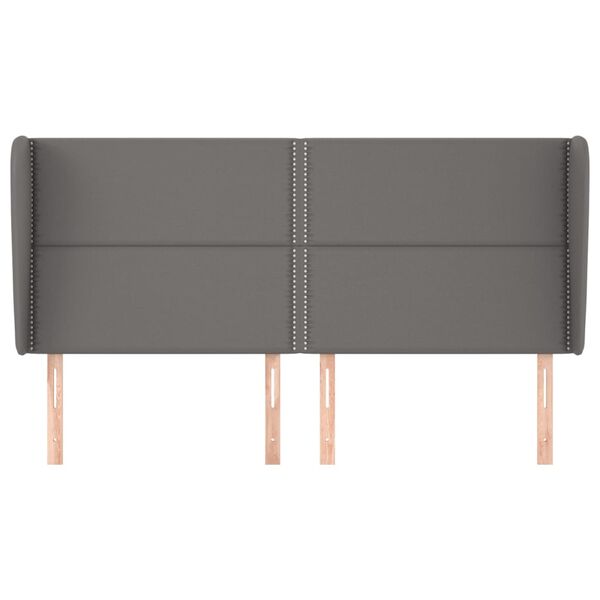 vidaXL Vzglavje z u&scaron;esi sivo 203x23x118/128 cm umetno usnje