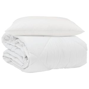 vidaXL Poletna odeja z blazino 2 pcs Bela Mikrovlakna