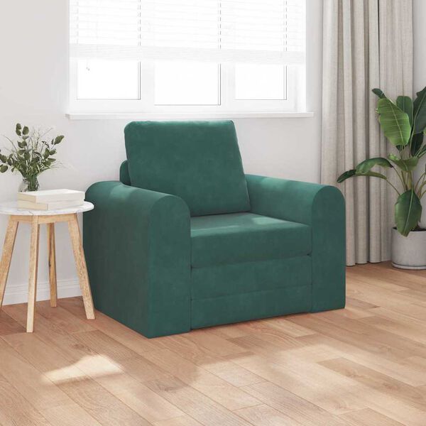 vidaXL Sofa postelja Temno zelena 98 x 71 x 83 cm Žamet