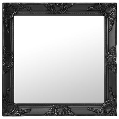 vidaXL Stensko ogledalo v baročnem stilu 60x60 cm črno