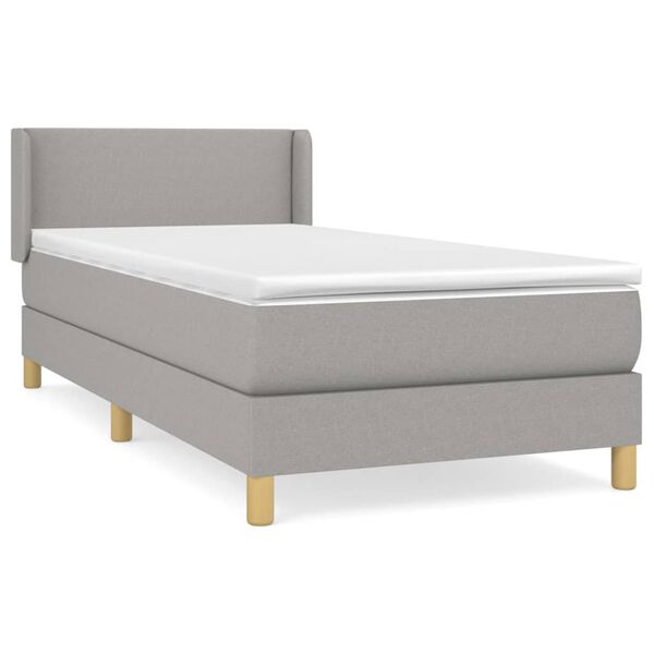 vidaXL Box spring postelja z vzmetnico svetlo siva 80x200 cm blago