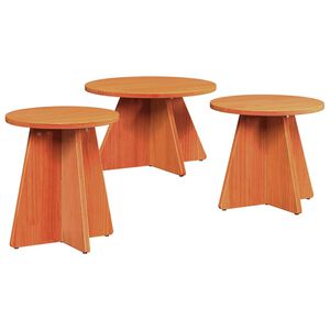 vidaXL Klubska miza 3 kos Voskast rjav 49 x 49 x 30 cm