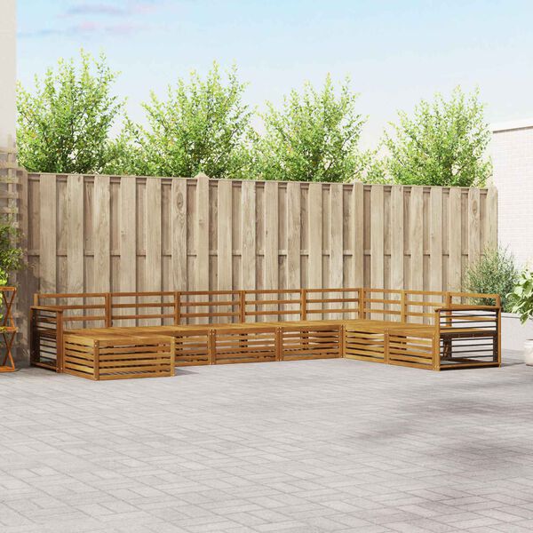 vidaXL Sedežne garniture 8 pcs Naravna Masiven les akacije