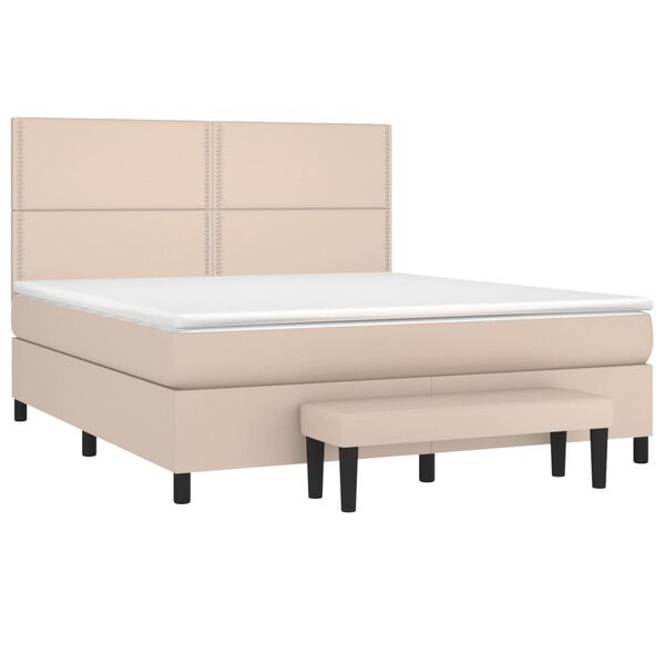 vidaXL Box spring postelja z vzmetnico kapučino 180x200cm umetno usnje