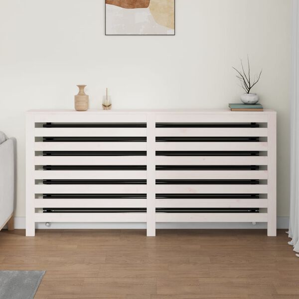 vidaXL Pokrov za radiator bela 169x19x84 cm trdna borovina