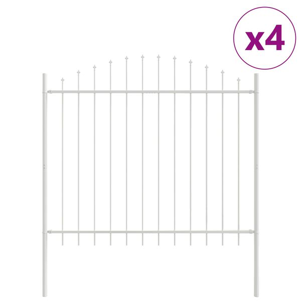 vidaXL Vrtna ograja 4 pcs Bela 170 x 165 cm Pra&scaron;no lakirano jeklo