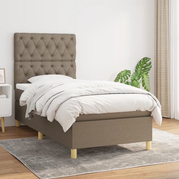vidaXL Box spring postelja z vzmetnico taupe 80x200 cm blago