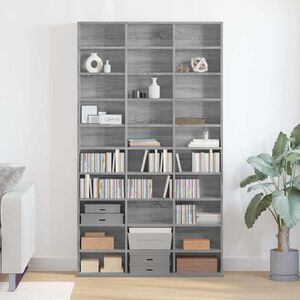 vidaXL Omarica za CD plo&scaron;če siva sonoma 102x23x177,5 cm konstr. les