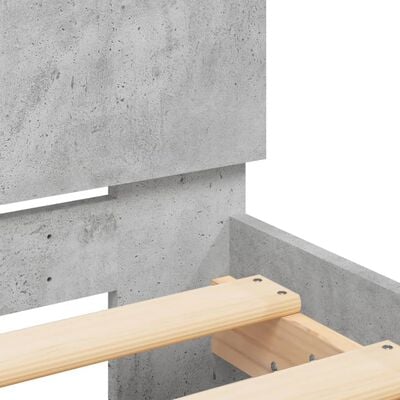 vidaXL Posteljni okvir z vzglavjem betonsko siv 75x190 cm inž. les