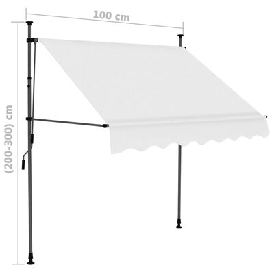 vidaXL Ročno zložljiva tenda z LED lučkami 100 cm krem