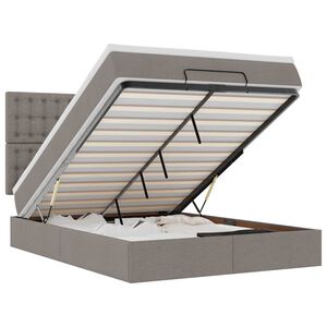 vidaXL Otomanska postelja z vzmetnico & LEDs taupe 140x200 cm blago