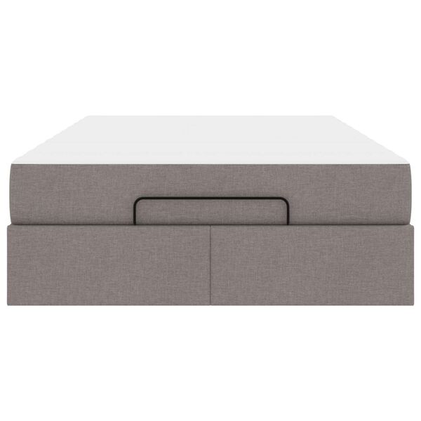 vidaXL Posteljni okvir z vzmetnico z vzmetnico 2 pcs Taupe blago