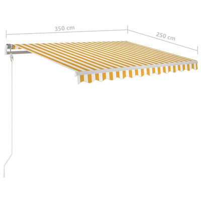vidaXL Ročno zložljiva tenda 350x250 cm rumena in bela