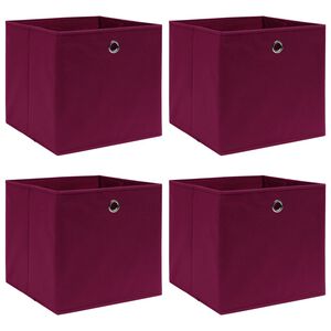 vidaXL &Scaron;katle za shranjevanje 4 kosi temno rdeče 32x32x32 cm blago
