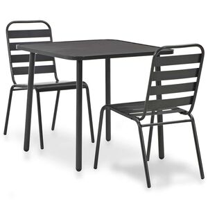 vidaXL Bistro garnitura 3-delna jeklo temno siva