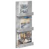 vidaXL Regal za revije Betonsko siva 43 x 11 x 102 cm Konstruiran les