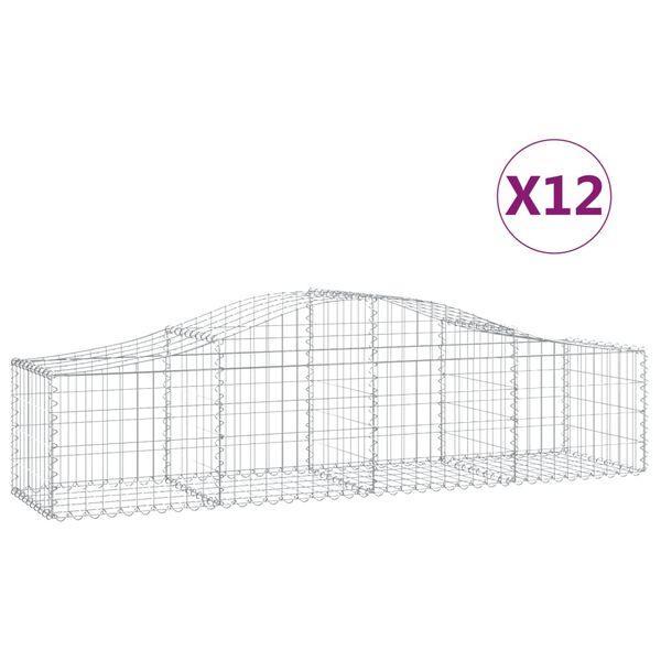 vidaXL Obokane gabion košare 12 kosov 200x50x40/60 cm pocinkano železo