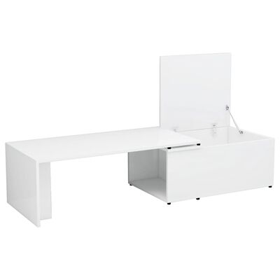 vidaXL Klubska mizica visok sijaj bela 150x50x35 cm iverna plošča