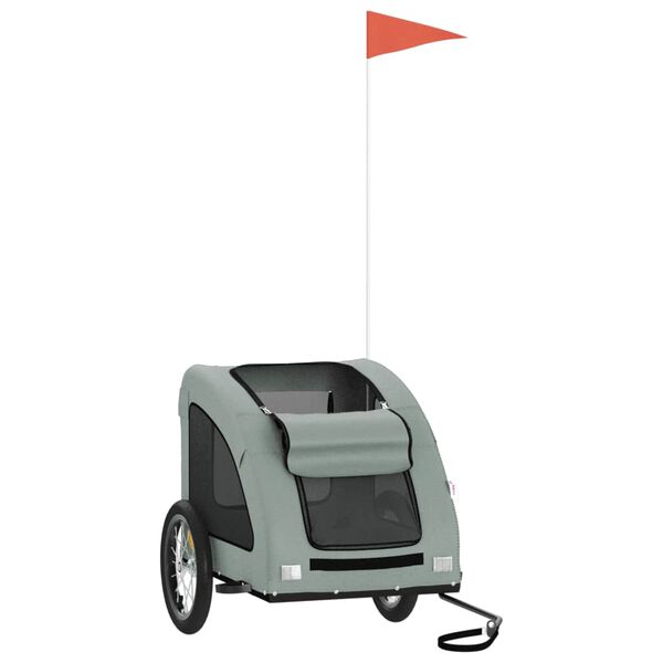 vidaXL Kolesarska prikolica za hi&scaron;ne ljubljenčke siva