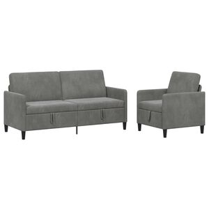vidaXL Sofa set z shrambo 2 kos Temno siva Poliester