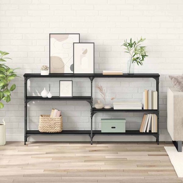 vidaXL Konzolna miza Črna Orehovina 150 x 29 x 76,5 cm Konstruiran les