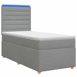 vidaXL LED posteljni pod z vzmetnico Svetlo siva 90 x 190 cm Blago