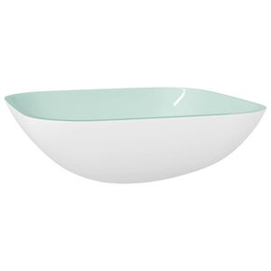 vidaXL Stekleni umivalnik 42x42x14 cm bel
