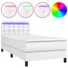 vidaXL Box spring postelja z vzmetnico LED bel 90x190 cm umetno usnje