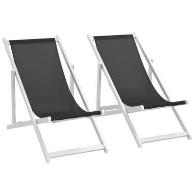 vidaXL Zložljivi stoli za na plažo 2 kosa aluminij in tekstil črni
