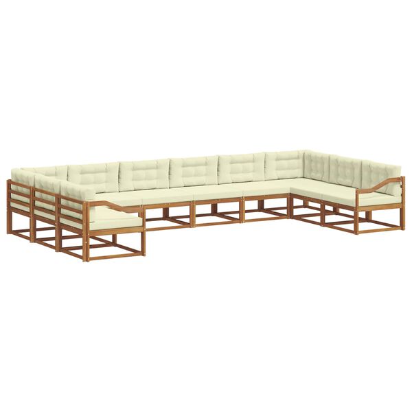 vidaXL Zunanja garnitura za sedenje 10 pcs Naravna in smetana