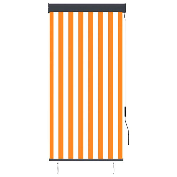 vidaXL Zunanje rolo senčilo 80x250 cm belo in oranžno