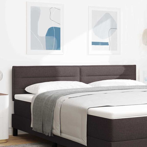 vidaXL LED glava postelje z LED lučmi Temno rjava 180 cm Poliester