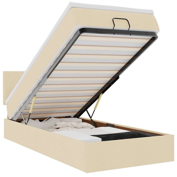 vidaXL Otomanski posteljni okvir z vzmetnico krem 80x200 cm blago
