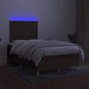 vidaXL Box spring postelja z vzmetnico LED tem. rjava 120x190 cm blago