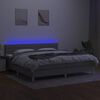 vidaXL Box spring postelja z vzmetnico LED sv. siva 200x200 cm blago