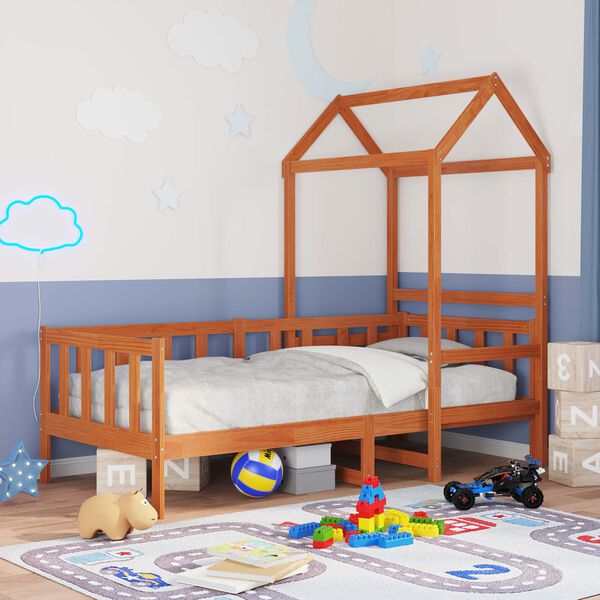 vidaXL Sklad dnevne postelje 2 pcs Voskast rjav Masivno borovo les