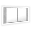 vidaXL LED kopalni&scaron;ka omarica z ogledalom betonsko siva 90x12x45 akril