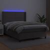 vidaXL Box spring postelja z vzmetnico LED siva 140x200cm umetno usnje